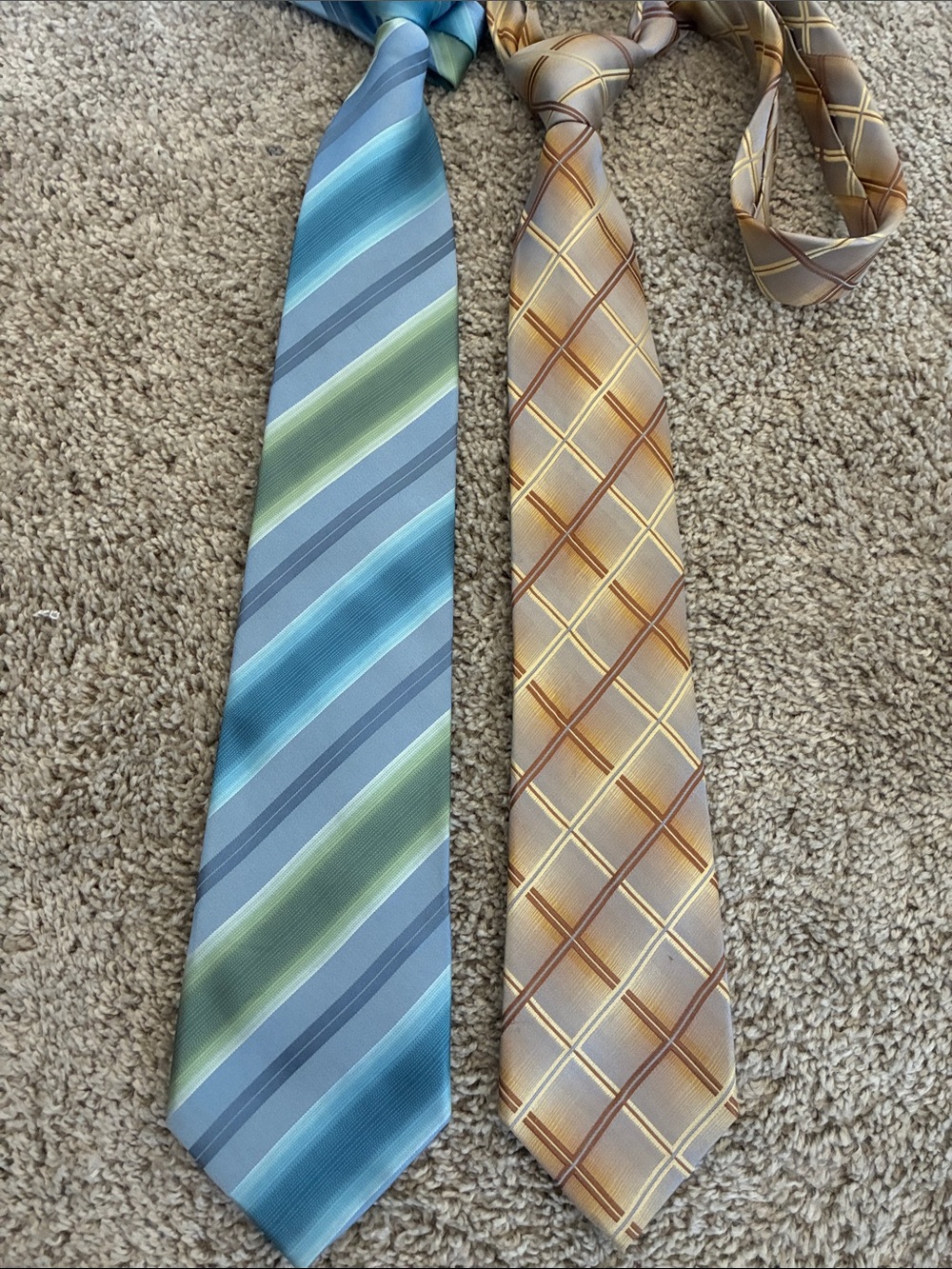 Alfani Blue, Green and Gold Men's Striped & Plaid Tie Set